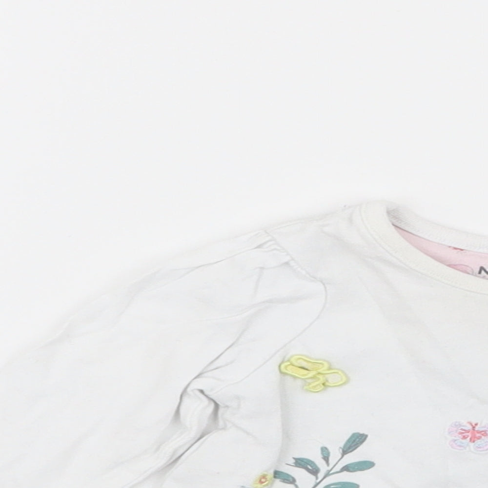 Nutmeg Girls White Floral  Basic T-Shirt Size 0-3 Months
