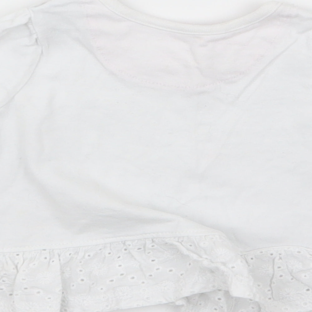 Nutmeg Girls White Floral  Basic T-Shirt Size 0-3 Months