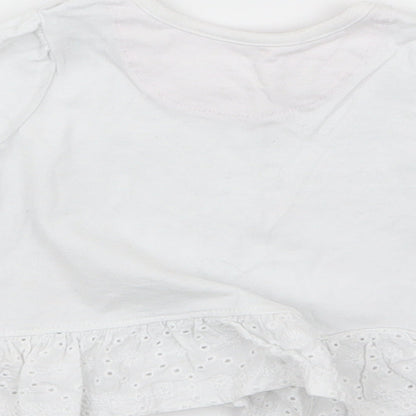 Nutmeg Girls White Floral  Basic T-Shirt Size 0-3 Months