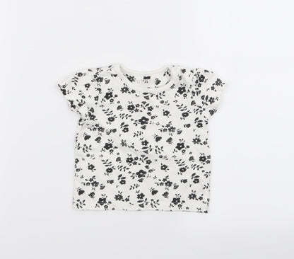 nut,eg Girls White Floral  Basic T-Shirt Size 3-6 Months