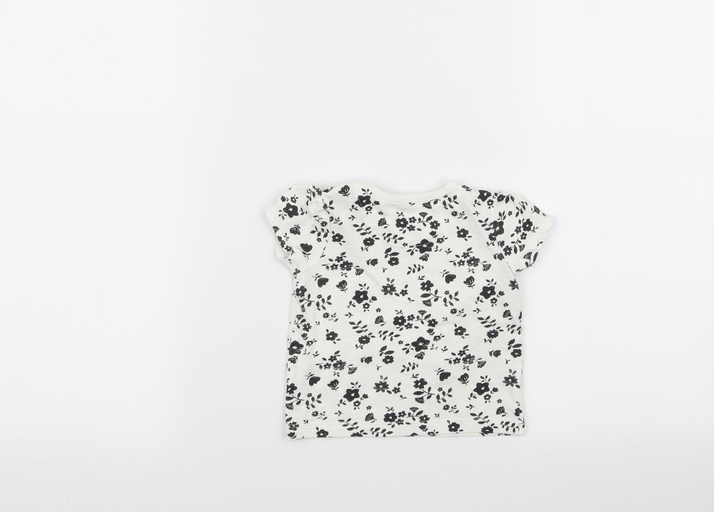 nut,eg Girls White Floral  Basic T-Shirt Size 3-6 Months