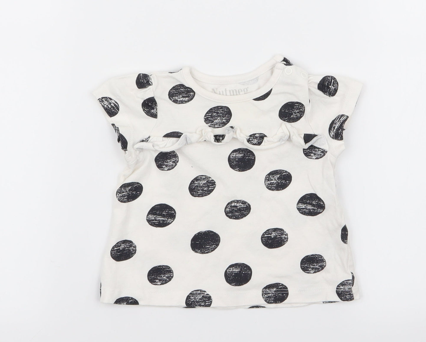 Nutmeg Girls White Polka Dot  Basic T-Shirt Size 3-6 Months