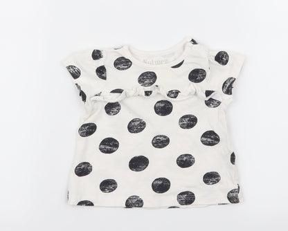 Nutmeg Girls White Polka Dot  Basic T-Shirt Size 3-6 Months