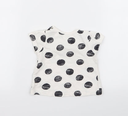 Nutmeg Girls White Polka Dot  Basic T-Shirt Size 3-6 Months