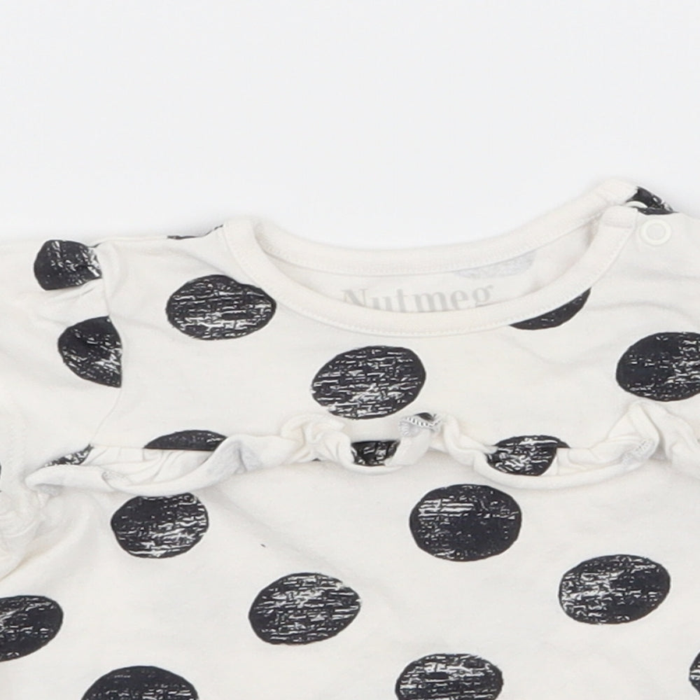 Nutmeg Girls White Polka Dot  Basic T-Shirt Size 3-6 Months