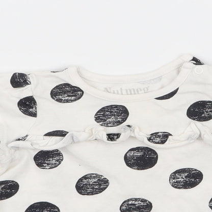 Nutmeg Girls White Polka Dot  Basic T-Shirt Size 3-6 Months
