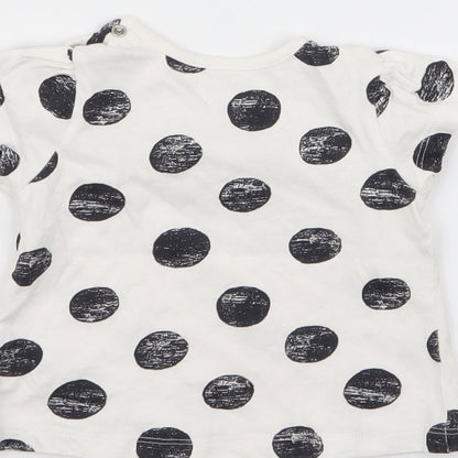 Nutmeg Girls White Polka Dot  Basic T-Shirt Size 3-6 Months