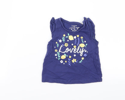 F&F Girls Blue Floral  Basic Tank Size 0-3 Months
