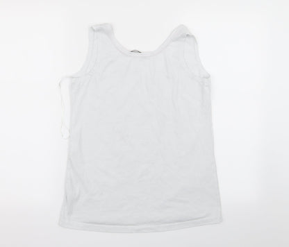 TU Womens White Floral  Basic Tank Size 8