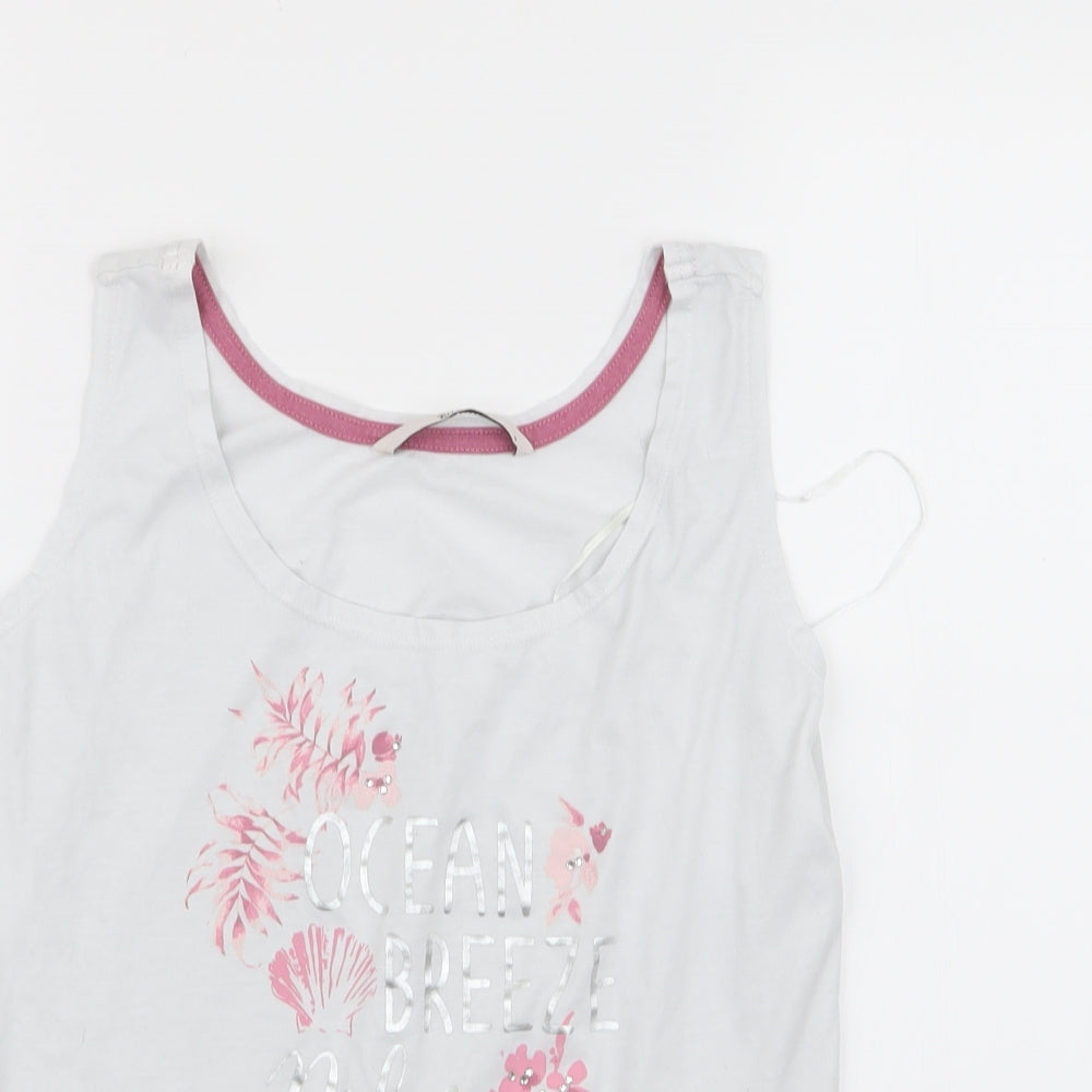 TU Womens White Floral  Basic Tank Size 8