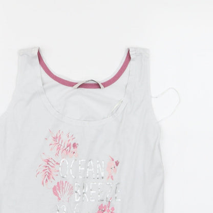TU Womens White Floral  Basic Tank Size 8