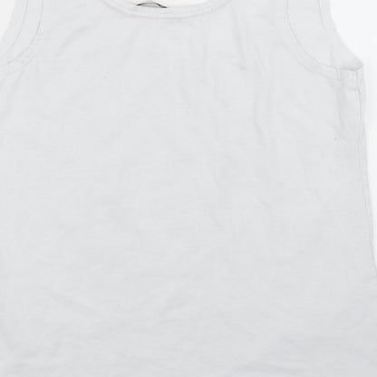 TU Womens White Floral  Basic Tank Size 8