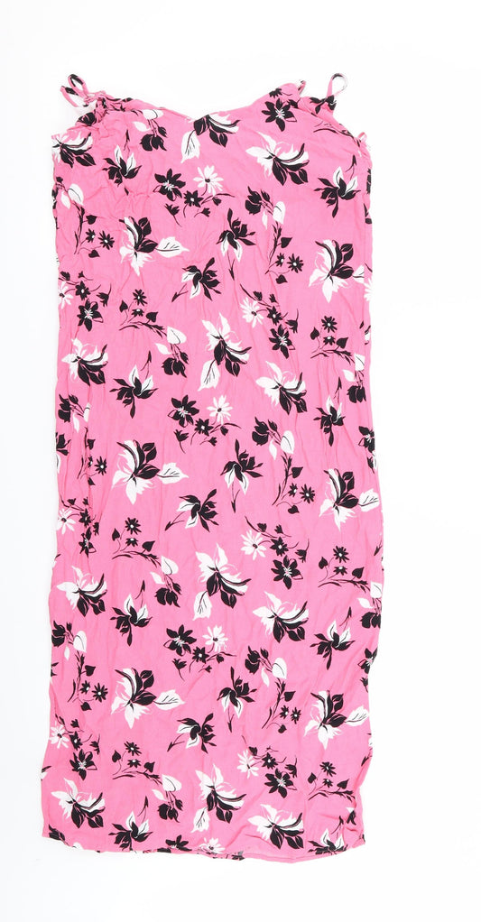 M&S Womens Pink Floral  A-Line  Size 10