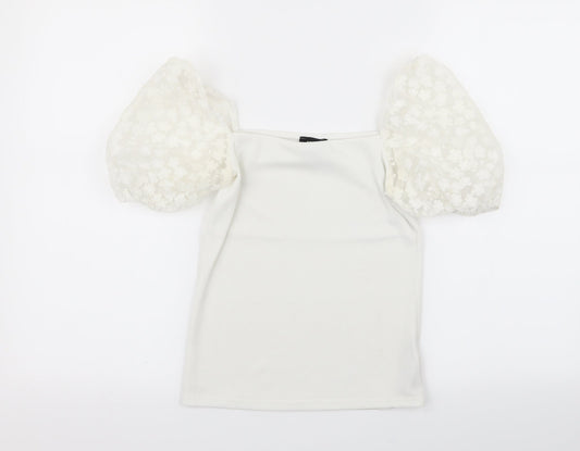 Womens UK Size 6 New Look White Basic T-Shirt