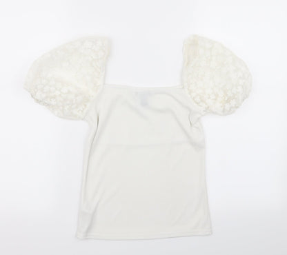 Womens UK Size 6 New Look White Basic T-Shirt