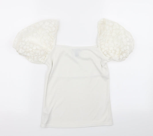 Womens UK Size 6 New Look White Basic T-Shirt