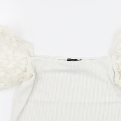 Womens UK Size 6 New Look White Basic T-Shirt
