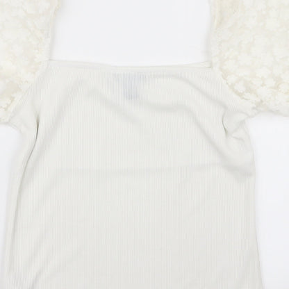 Womens UK Size 6 New Look White Basic T-Shirt