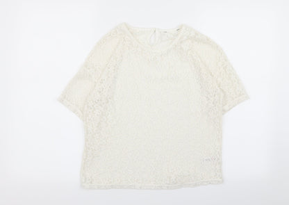 Asda George Girls White Geometric  Basic T-Shirt Size 11-12 Years