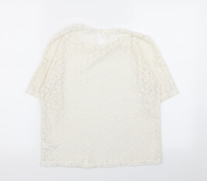 Asda George Girls White Geometric  Basic T-Shirt Size 11-12 Years