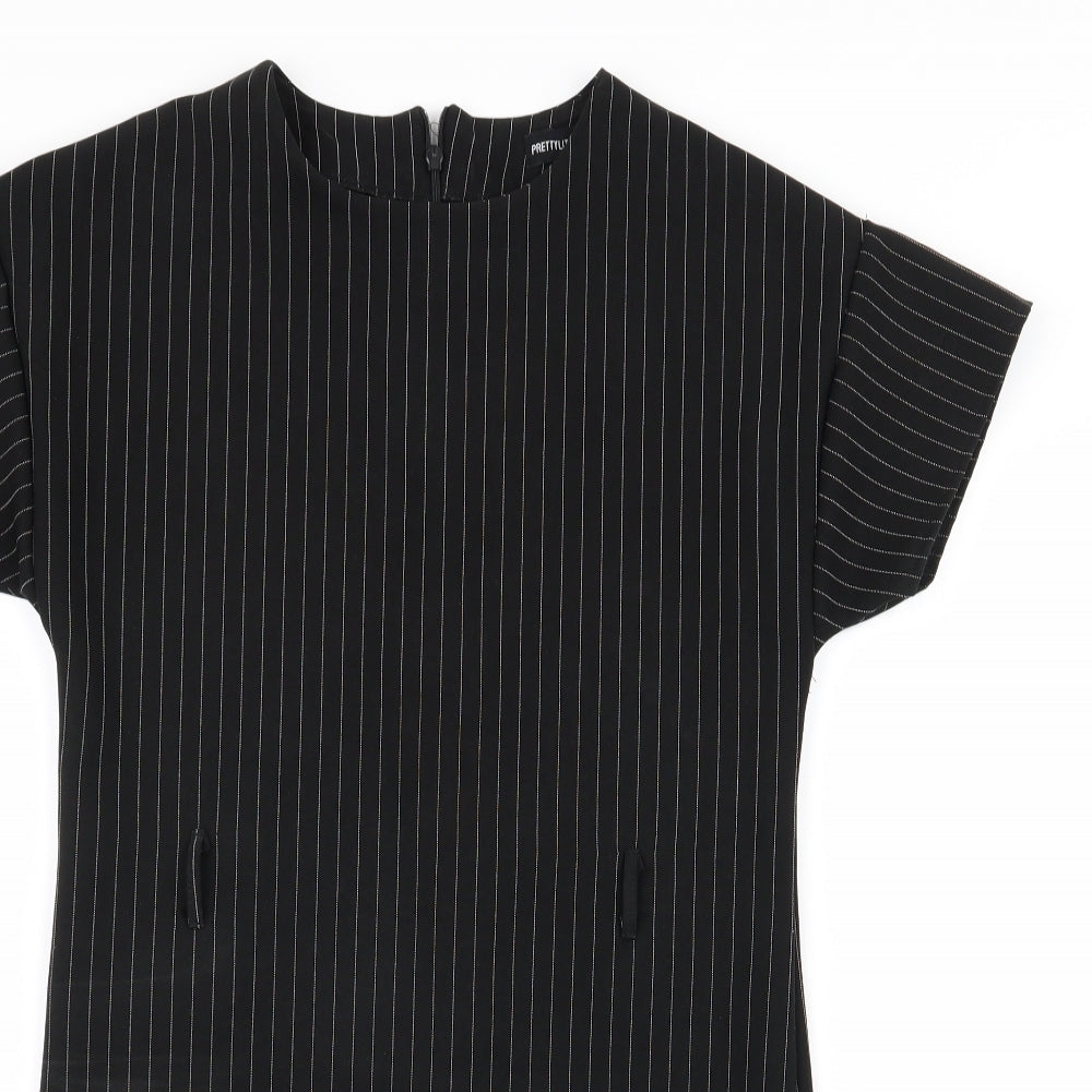 PLT Womens Black Striped  A-Line  Size 6