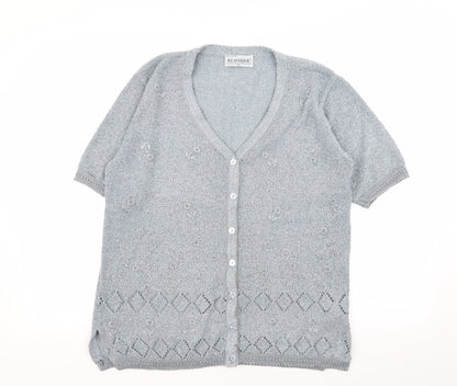 Womens UK Size M klassique Blue Cardigan Jumper