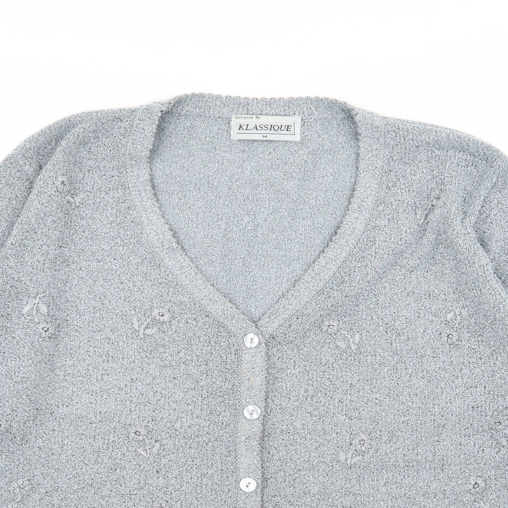 Womens UK Size M klassique Blue Cardigan Jumper