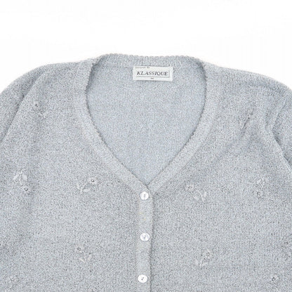 Womens UK Size M klassique Blue Cardigan Jumper