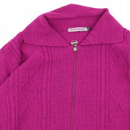 glimpse Womens Pink   Full Zip Jumper Size L