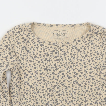 NEXT Girls Beige Animal Print  Basic T-Shirt Size 2-3 Years