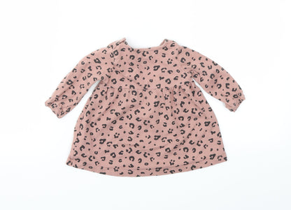 F&F Girls Pink Animal Print  Basic T-Shirt Size 0-3 Months