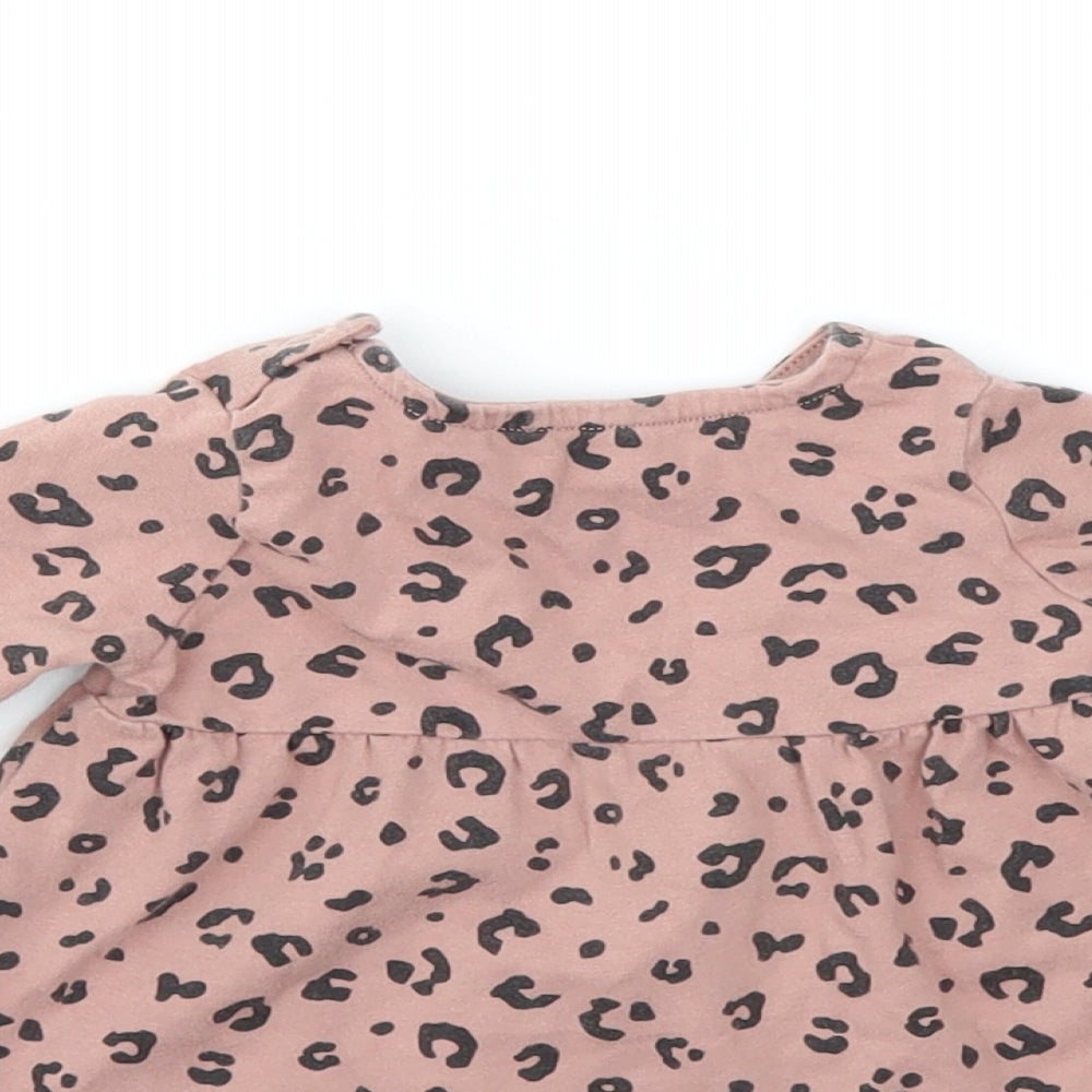 F&F Girls Pink Animal Print  Basic T-Shirt Size 0-3 Months