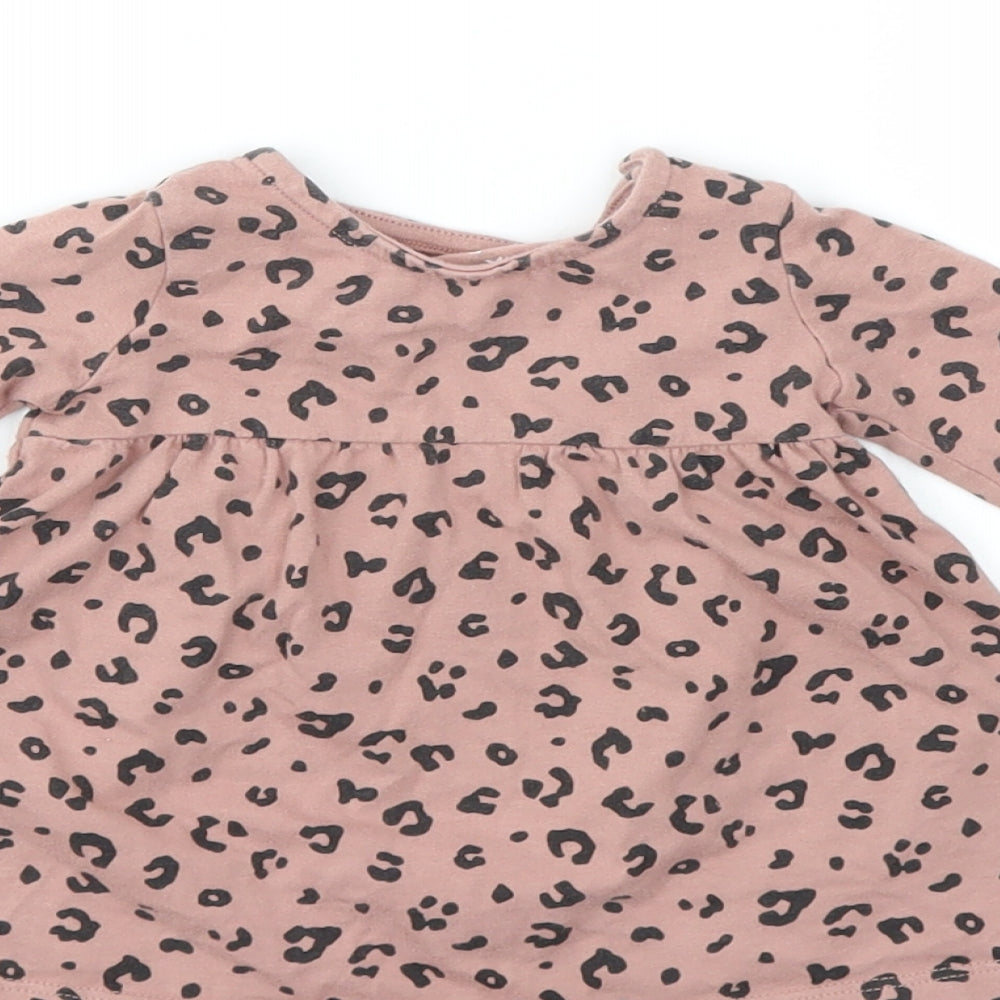 F&F Girls Pink Animal Print  Basic T-Shirt Size 0-3 Months
