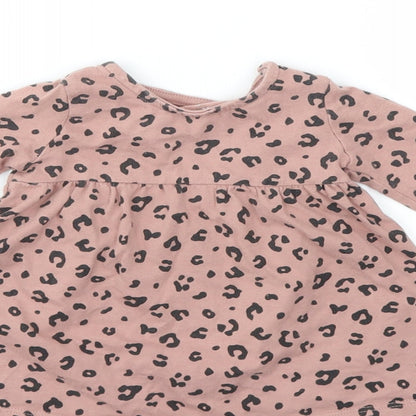 F&F Girls Pink Animal Print  Basic T-Shirt Size 0-3 Months