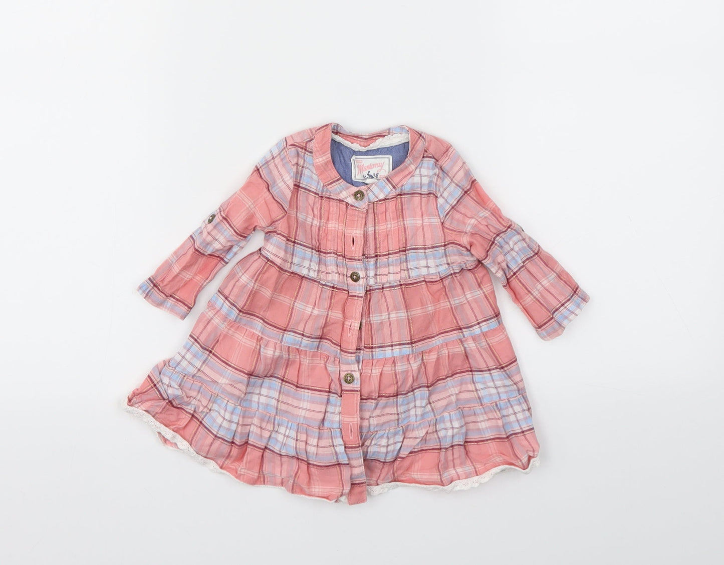 Debenhams Girls Pink Check  Fit & Flare  Size 3-6 Months