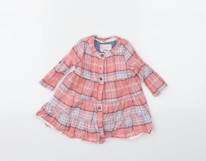 Debenhams Girls Pink Check  Fit & Flare  Size 3-6 Months