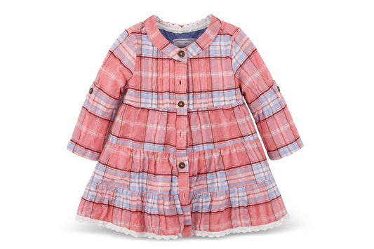 Debenhams Girls Pink Check  Fit & Flare  Size 3-6 Months