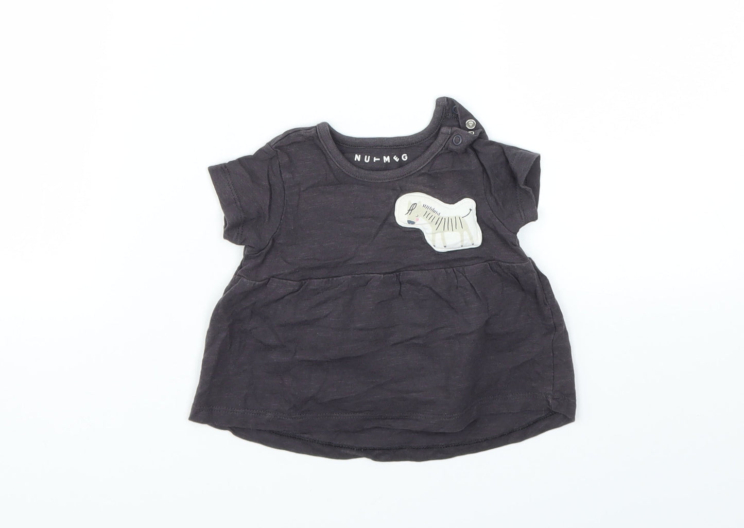 Nutmeg Girls Grey Animal Print  Basic T-Shirt Size 0-3 Months