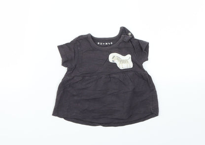 Nutmeg Girls Grey Animal Print  Basic T-Shirt Size 0-3 Months