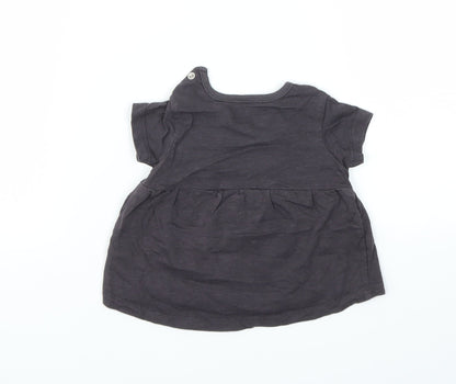 Nutmeg Girls Grey Animal Print  Basic T-Shirt Size 0-3 Months