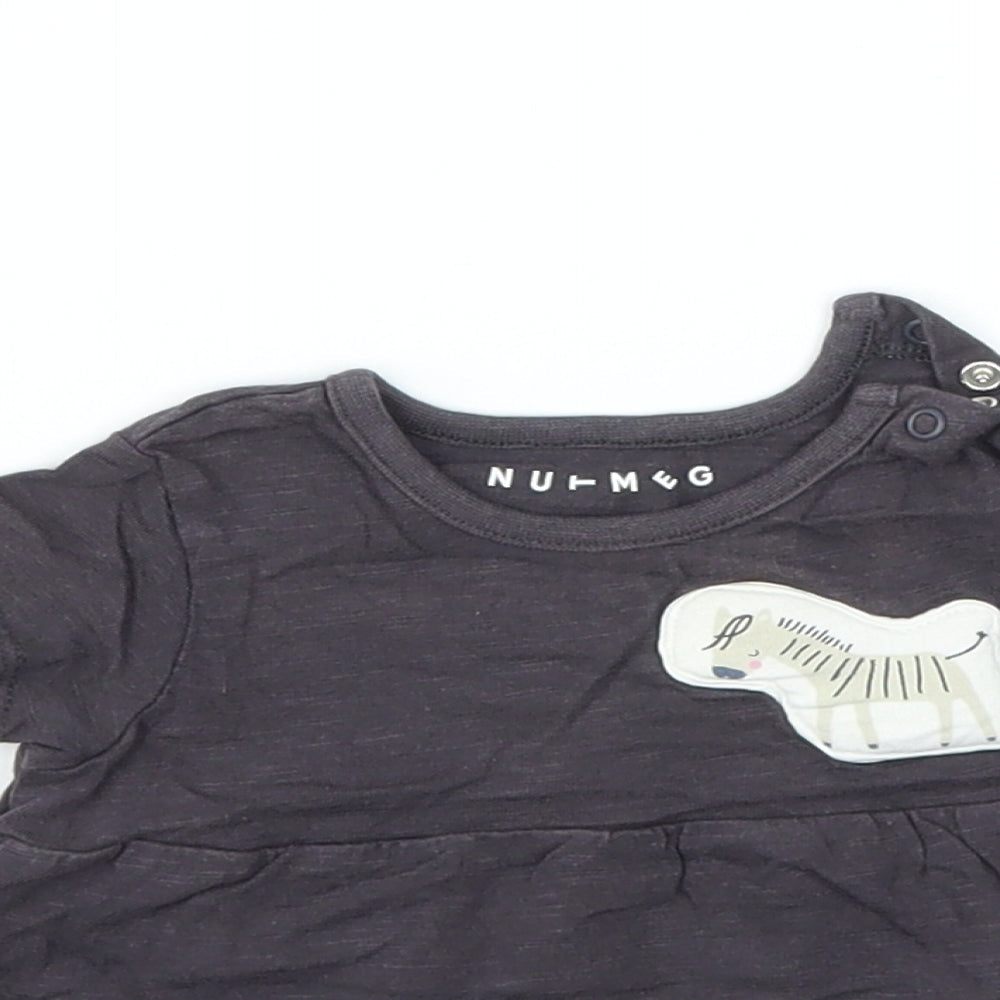Nutmeg Girls Grey Animal Print  Basic T-Shirt Size 0-3 Months