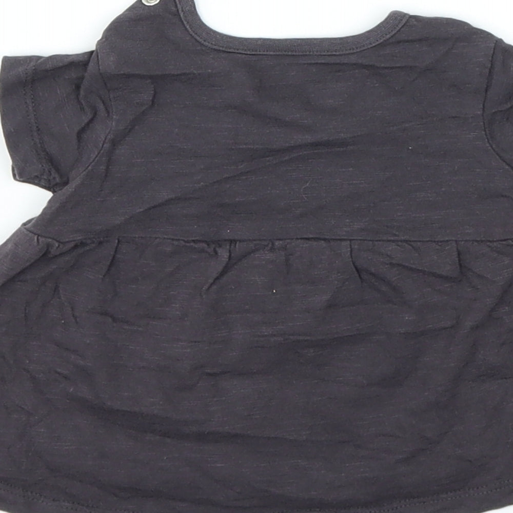 Nutmeg Girls Grey Animal Print  Basic T-Shirt Size 0-3 Months