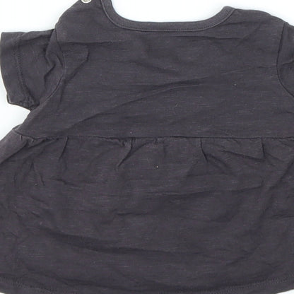 Nutmeg Girls Grey Animal Print  Basic T-Shirt Size 0-3 Months