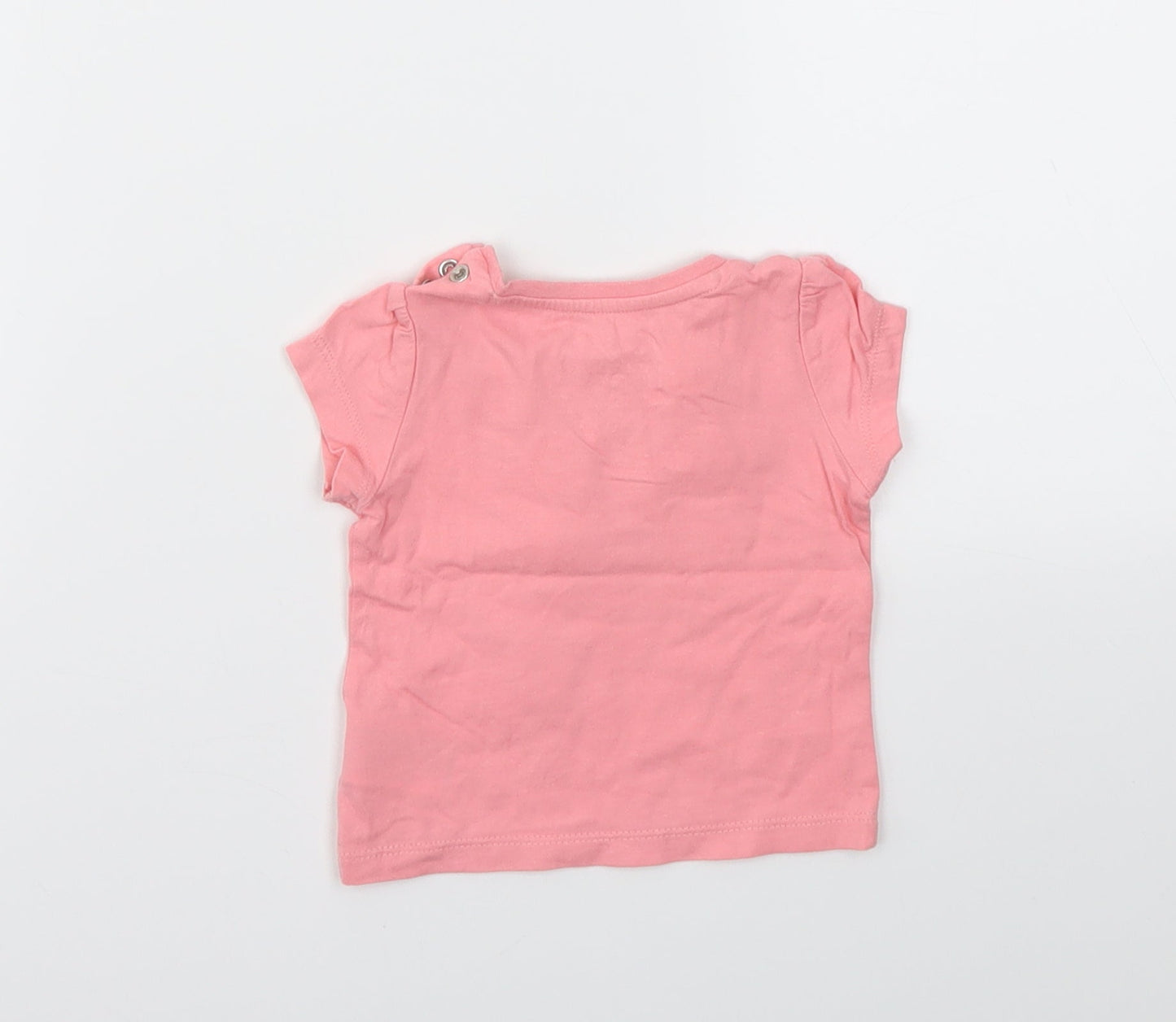 M Girls Pink Floral  Basic T-Shirt Size 3-6 Months