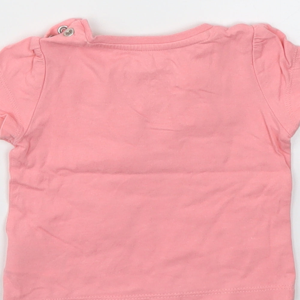 M Girls Pink Floral  Basic T-Shirt Size 3-6 Months