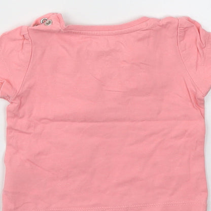 M Girls Pink Floral  Basic T-Shirt Size 3-6 Months