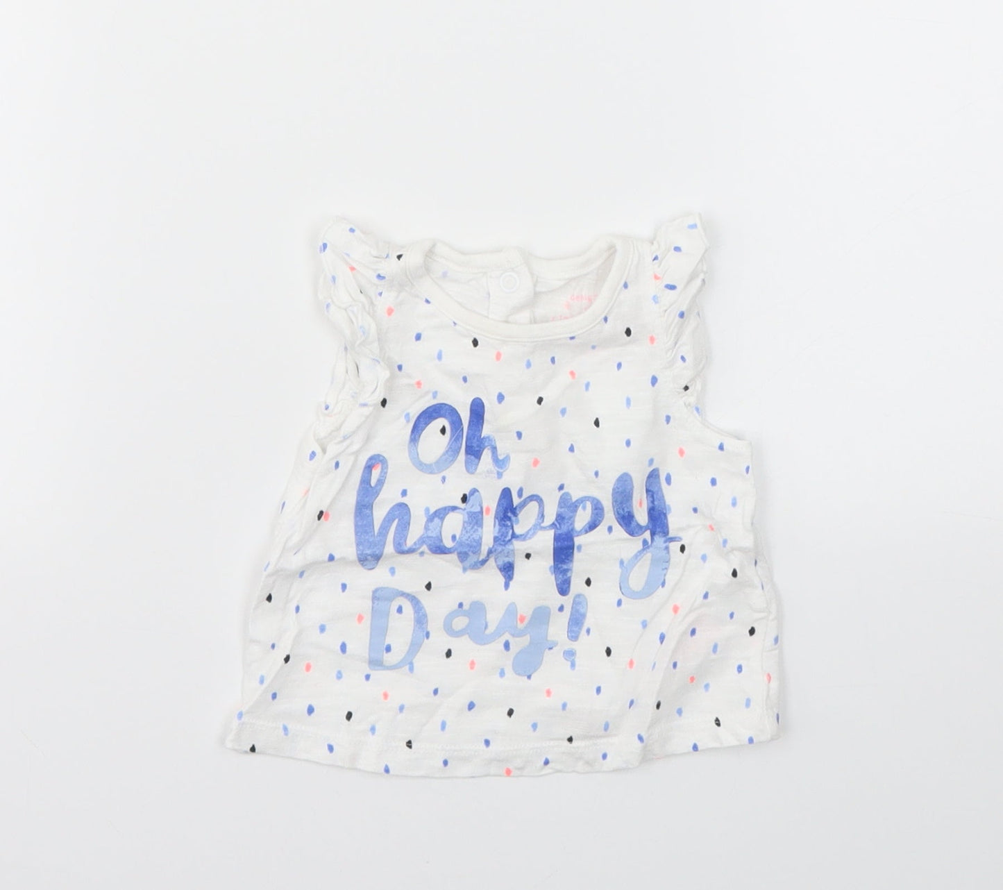 F&F Girls Multicoloured Spotted  Basic T-Shirt Size 0-3 Months
