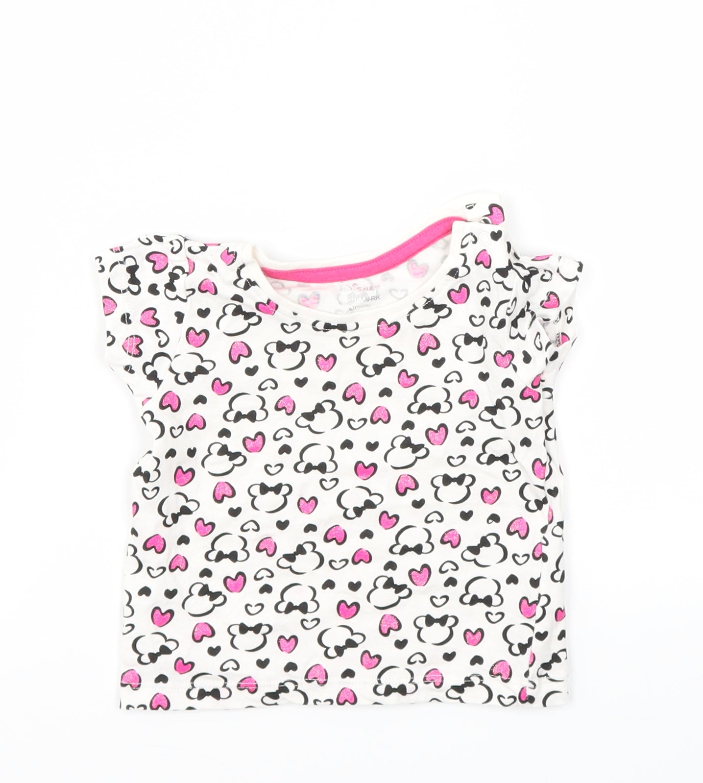 Primark Girls Pink Animal Print  Basic T-Shirt Size 3-6 Months