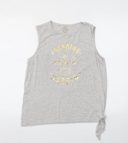 F&F Womens Grey Striped  Basic T-Shirt Size M