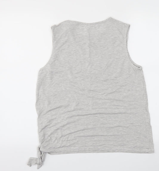 F&F Womens Grey Striped  Basic T-Shirt Size M